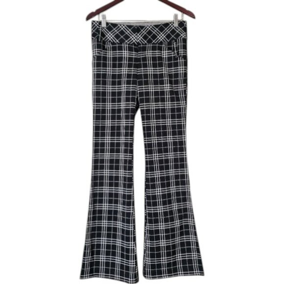 Guess black and white Tiffany plaid bootcut pants size 24 NWT - Picture 1 of 5